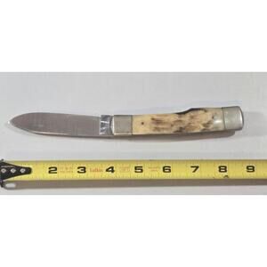 Parker & Son Japan Made 5" Closed K404 Bone Stag Gunstock Knife